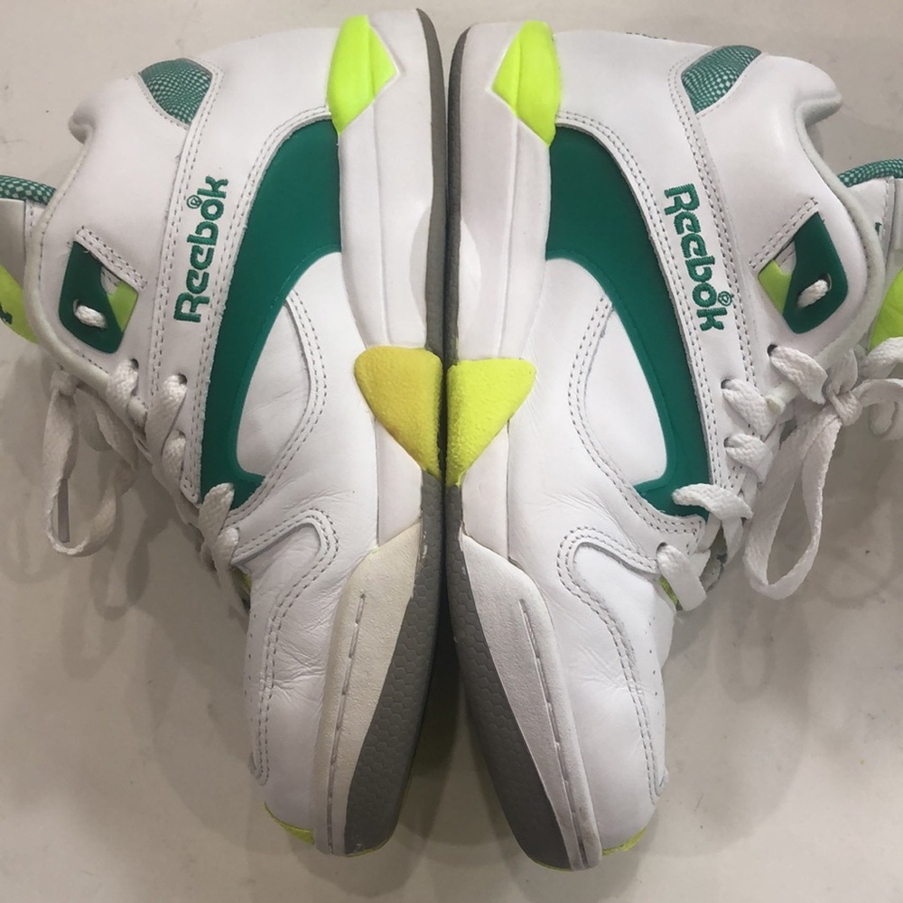 RARE Reebok Court Victory Pump Tennis Shoes men's Size 8 White Green Hexalite - Picture 5 of 11